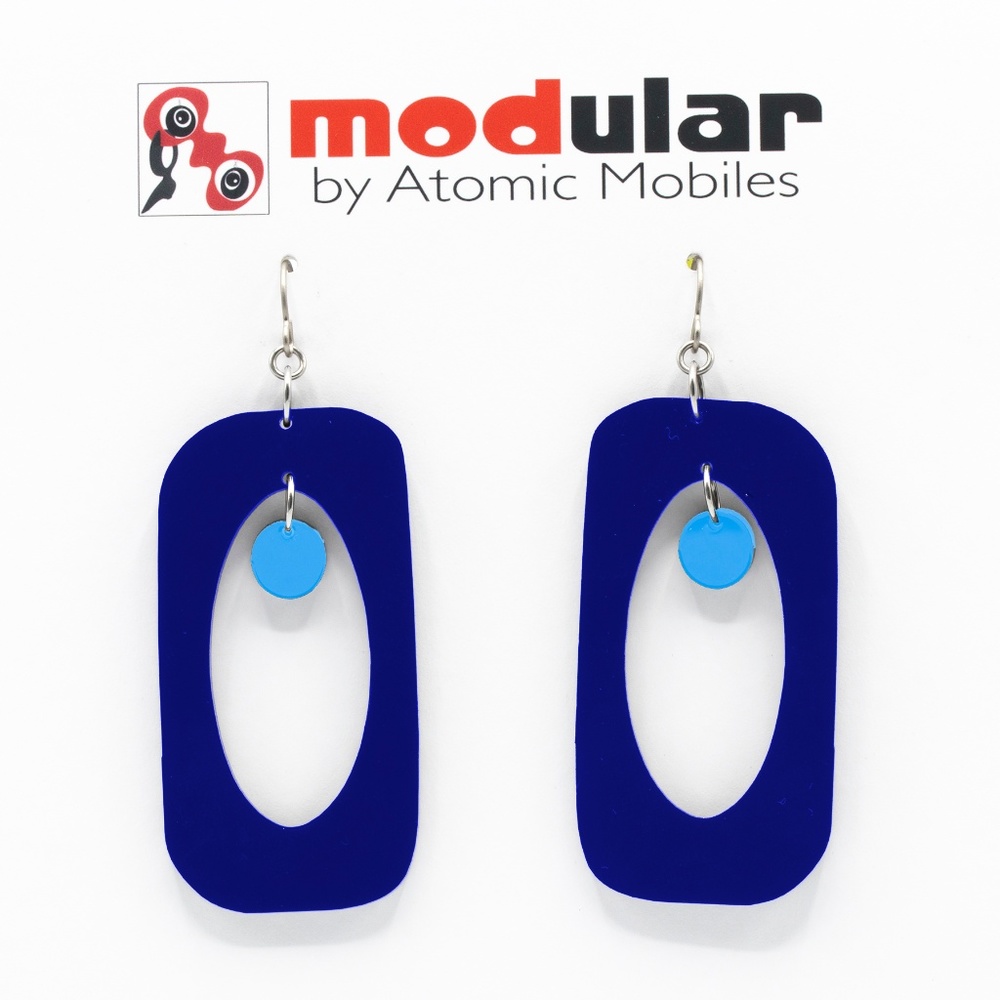 Navy Blue Beatnik Party Earrings - Modern Style